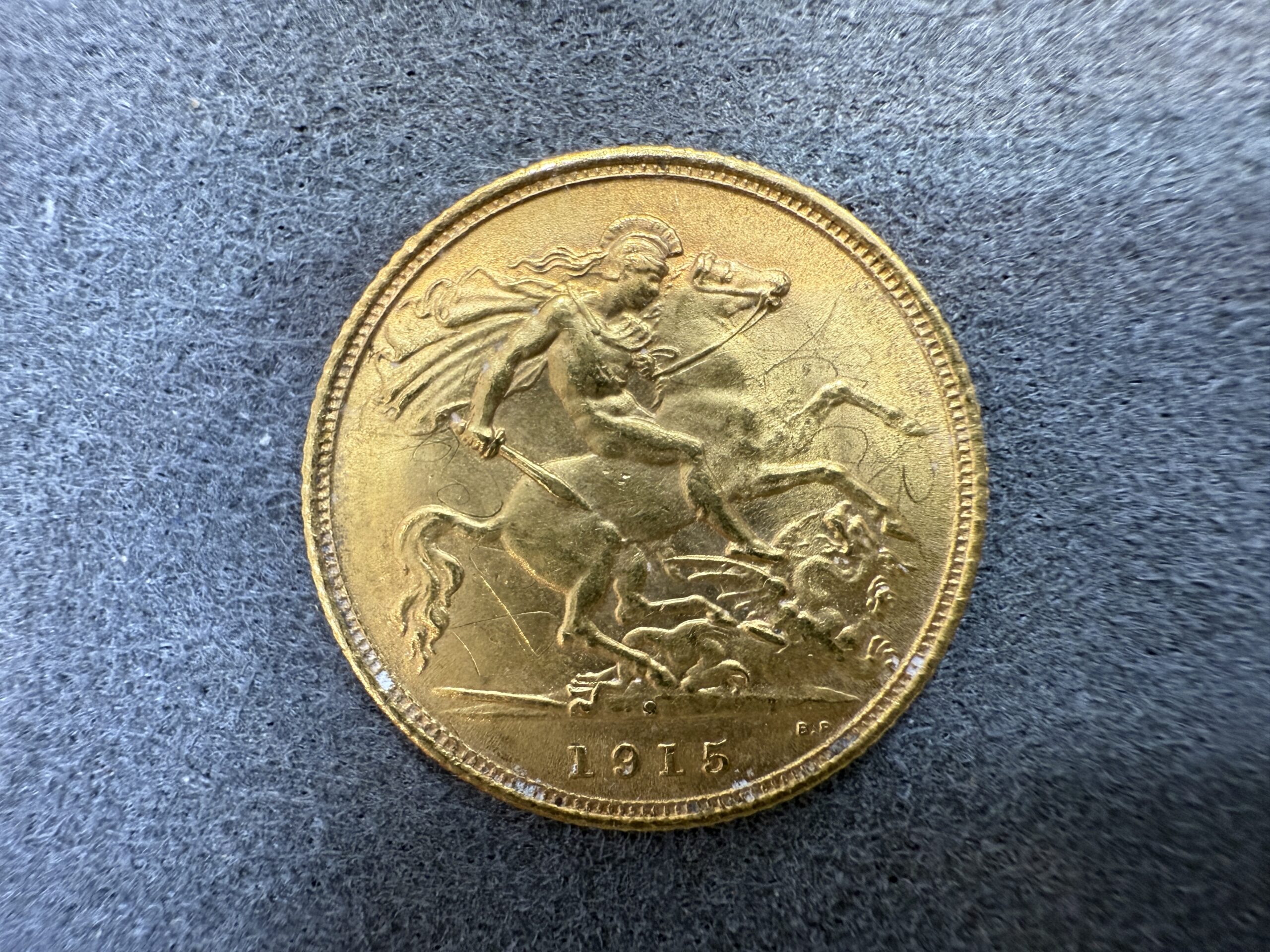 1915 Half Gold Sovereign Coin Georgivs V D.G. Britt