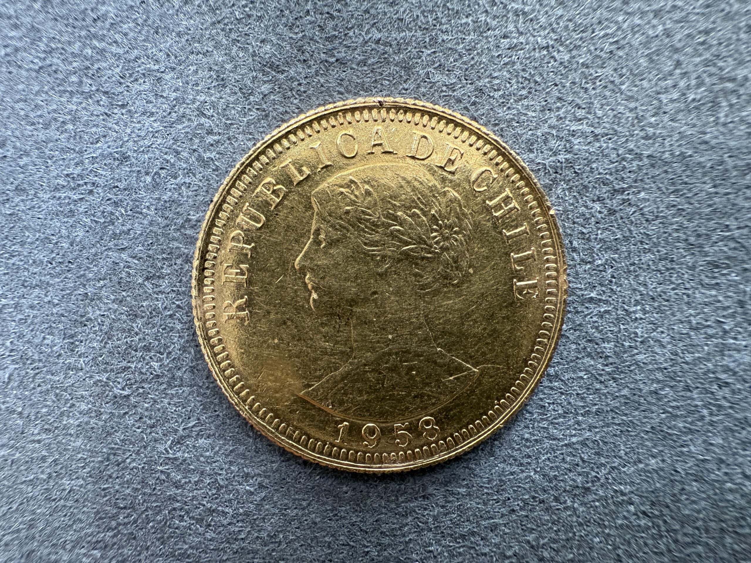 1958 Chilean 50 Pesos Gold Coin
